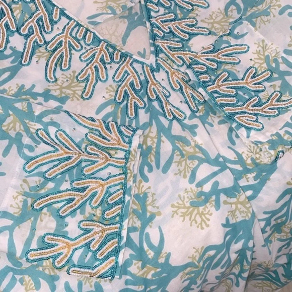 Barbara Gerwhit beachy coastal tunic embellished top size medium - Picture 8 of 9